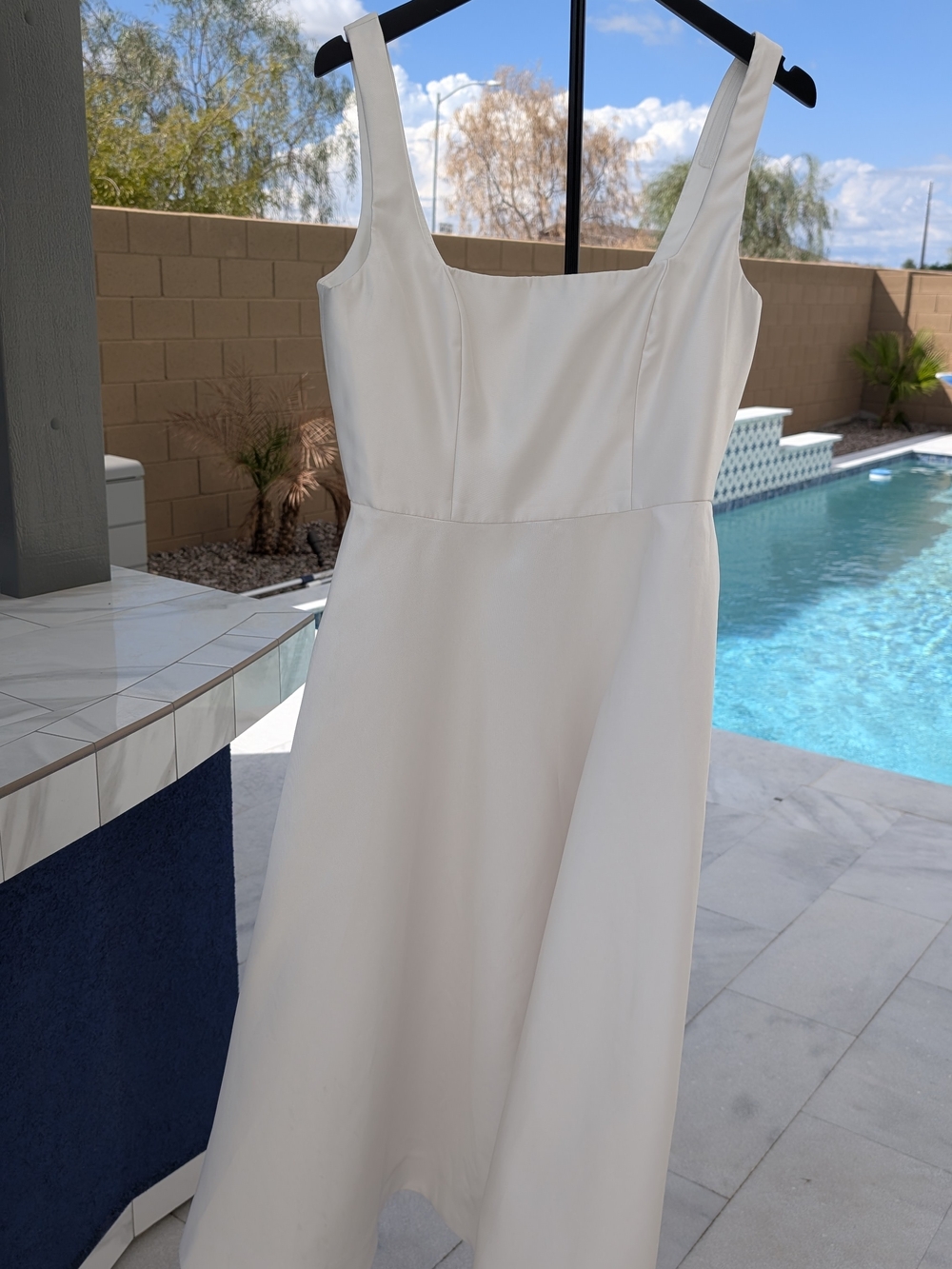Dessy Collection White Square-Neck Formal Dress Size 10R